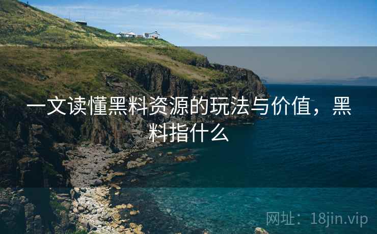 一文读懂黑料资源的玩法与价值，黑料指什么